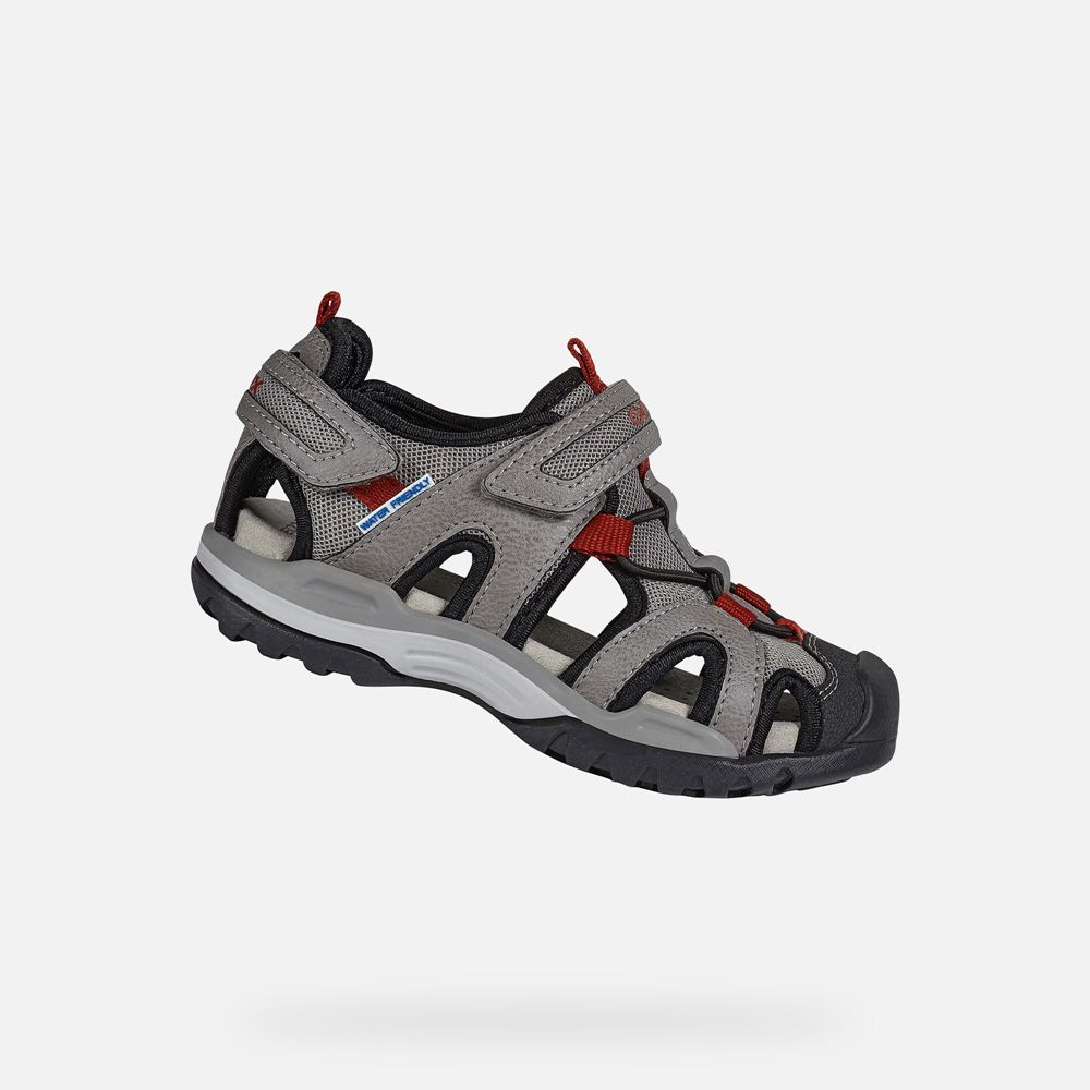 Geox Sandals Grey/Red Borealis - Geox Boys Shoes - NXIFKL845